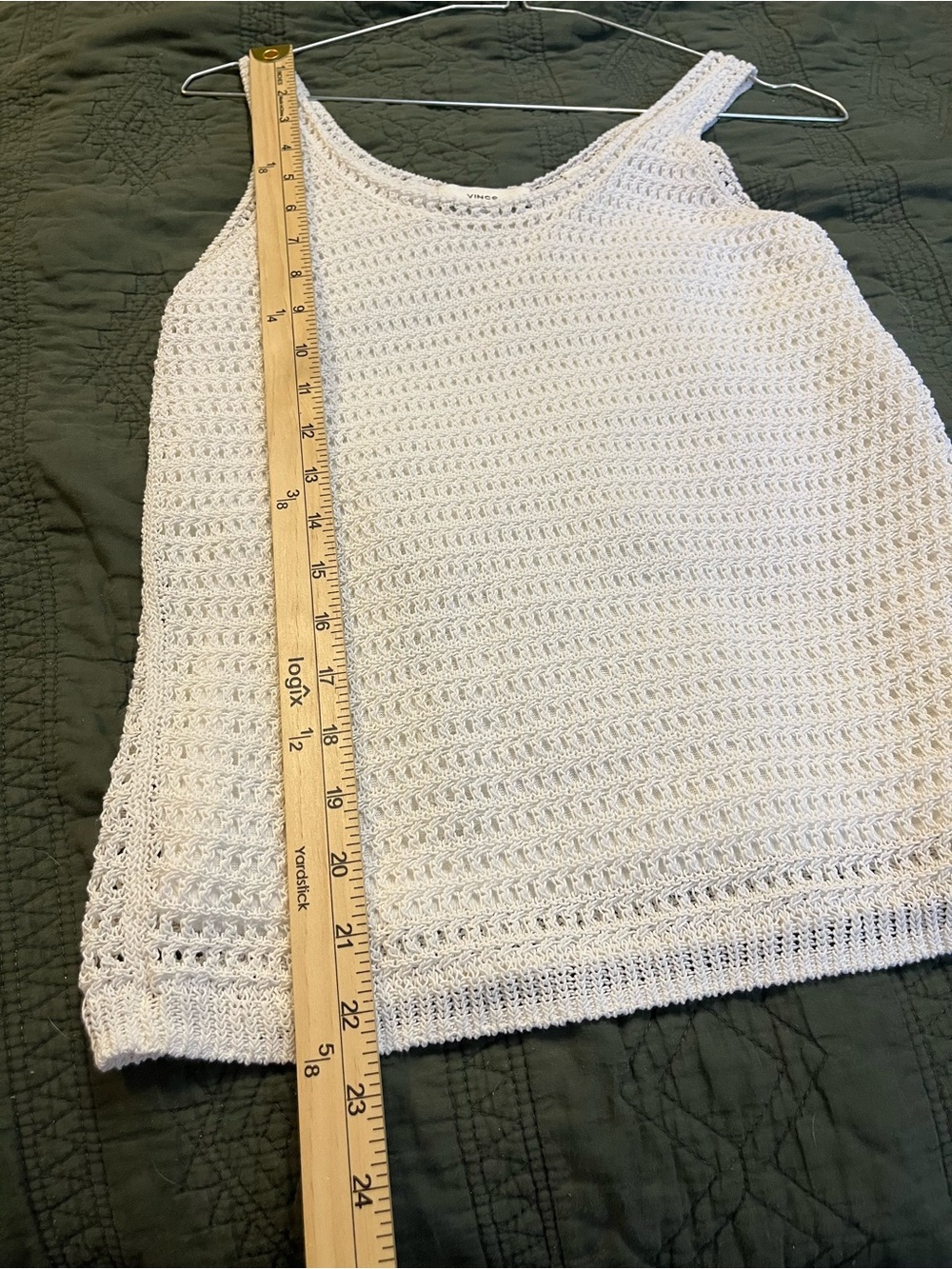 Vince White Open Knit Crochet Tank Top Sleeveless Sheer Cotton Blend Women S - Picture 6 of 8